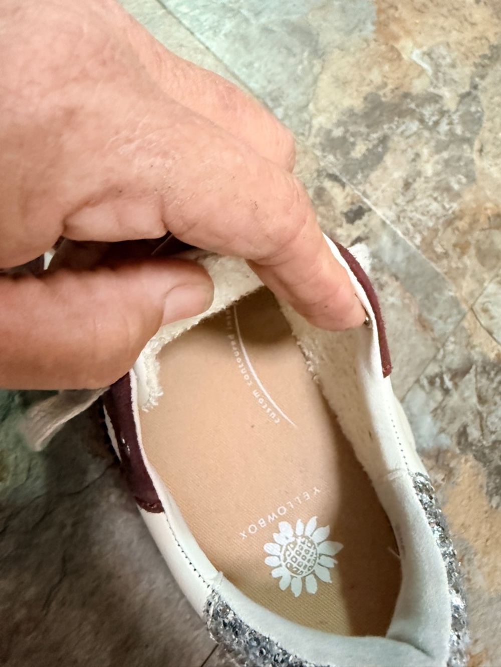 YellowBox Glitter Accent White & Burgundy Sneaker - Picture 7 of 9